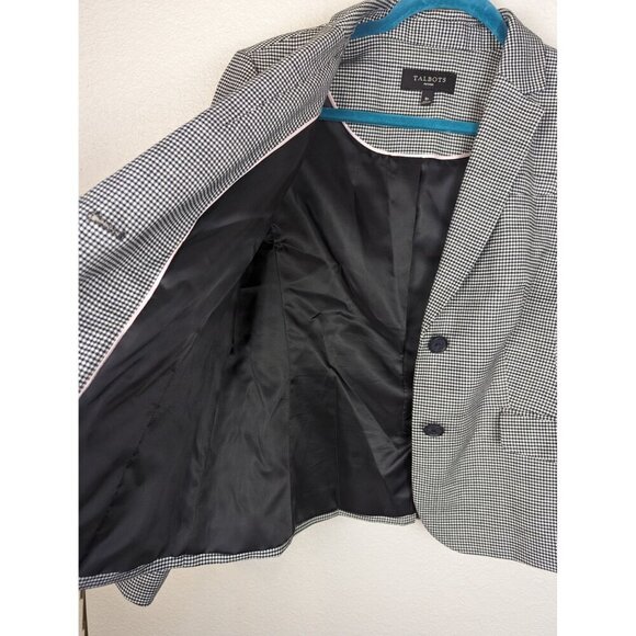 Talbots Houndstooth Blazer 2 Buttons Career Office Business Jacket Size 8 Petite - Picture 8 of 11